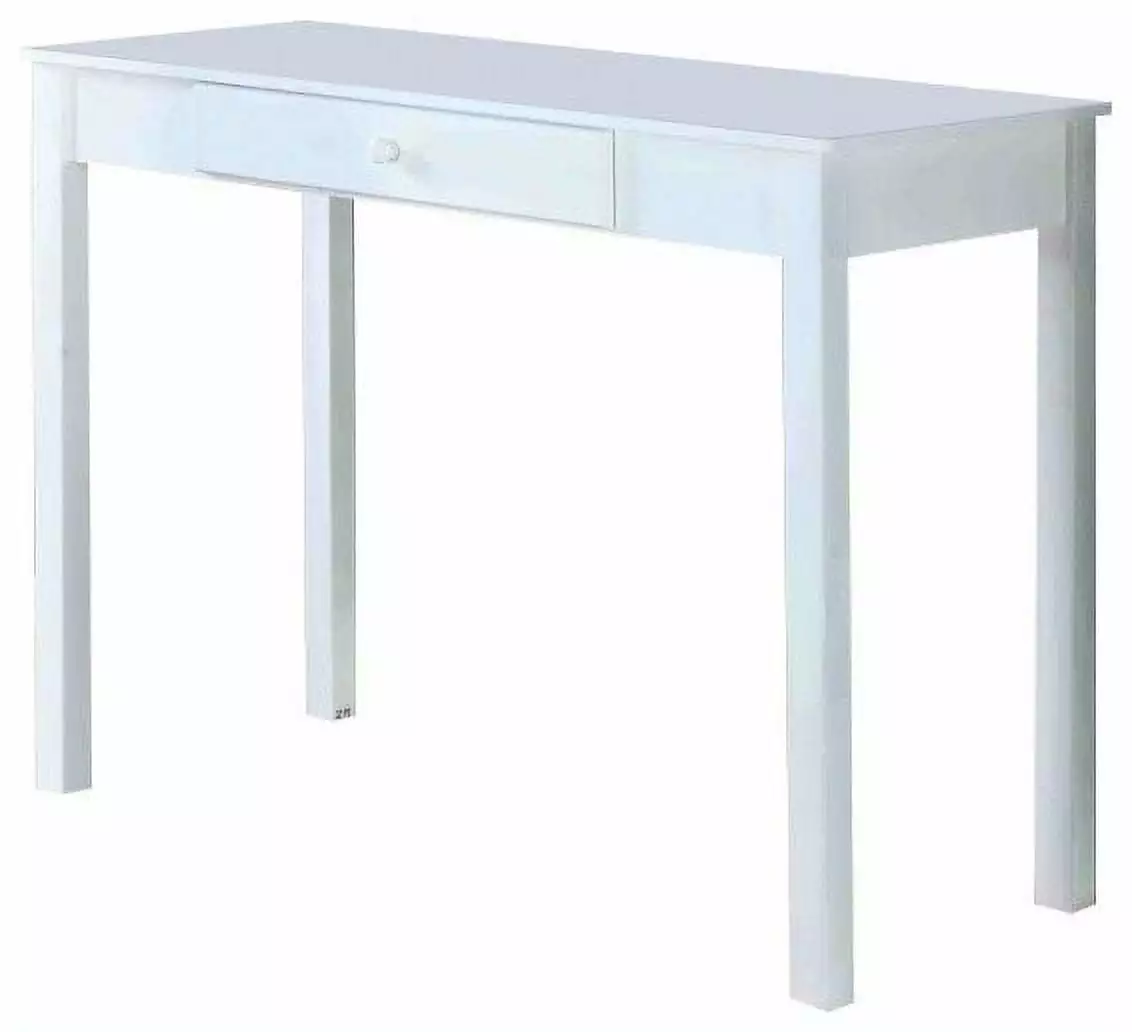 Gracelyn White Wood Contemporary Writing Desk Storage Drawer Pilaster Designs