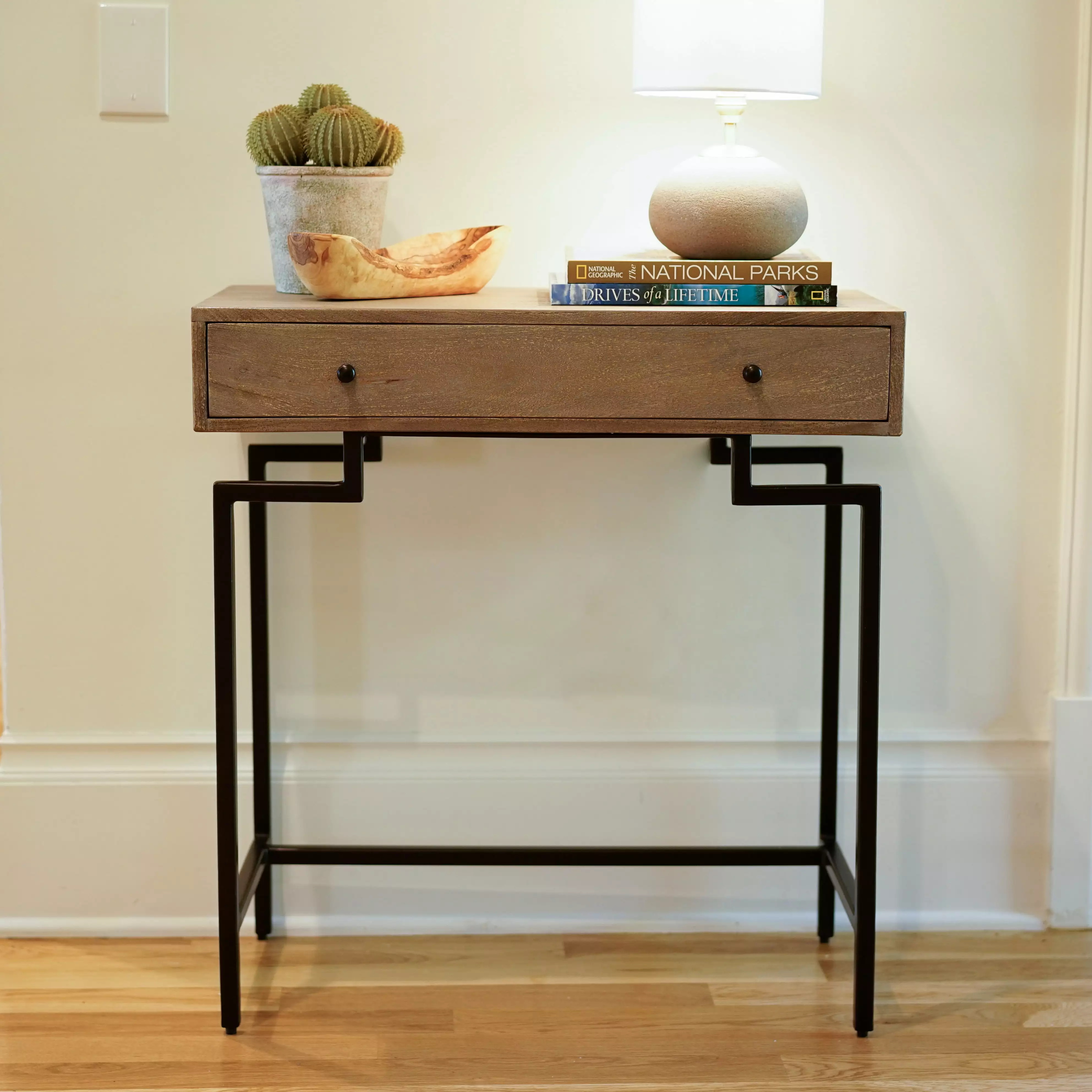 Posh Pollen Cambridge Writing Desk Brown Black Modern Home Office Furniture