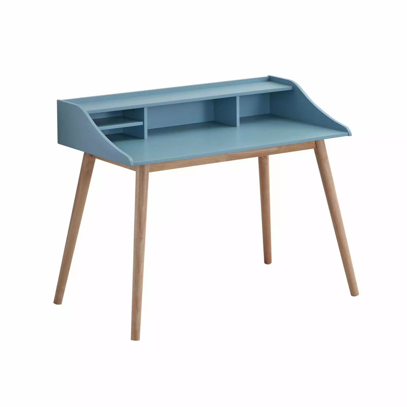 Roundhill Furniture Roskilde Solid Wood Writing Desk Hutch Blue