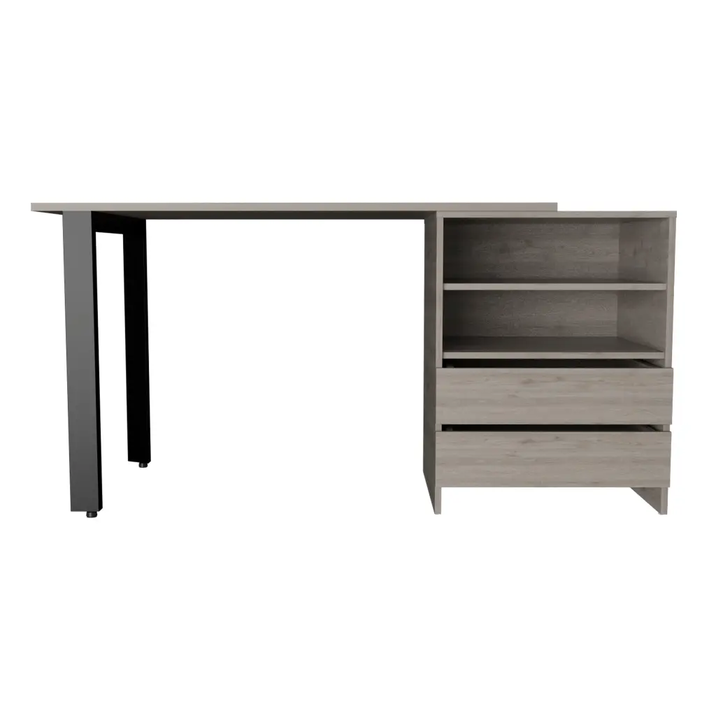 Malaui 120 Desk Two Legs, Two Drawers, and Two Shelves Light Gray rta mubles colombia