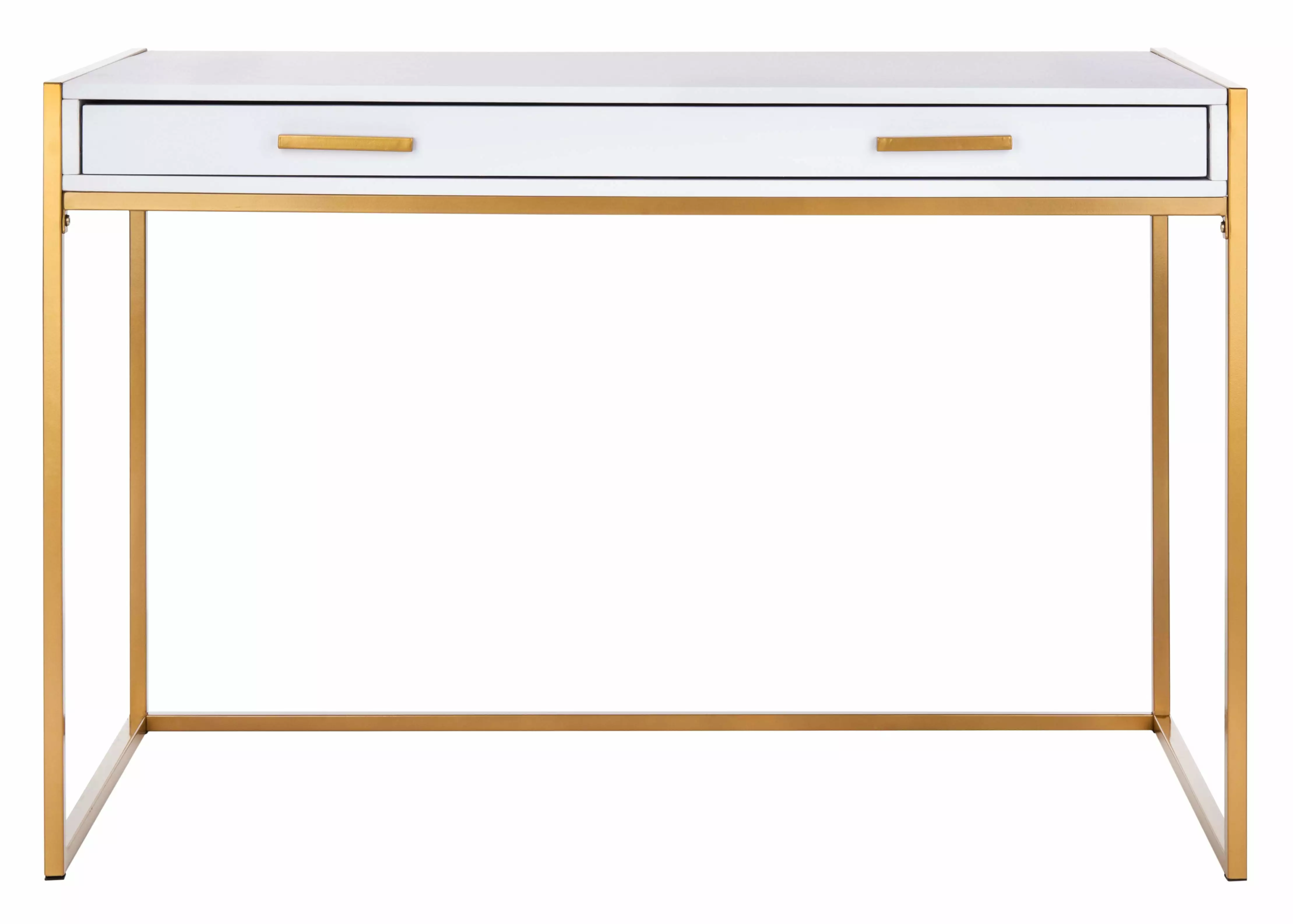 SAFAVIEH Elodie Scandinavian Writing Desk White Gold Modern Home Office Desk