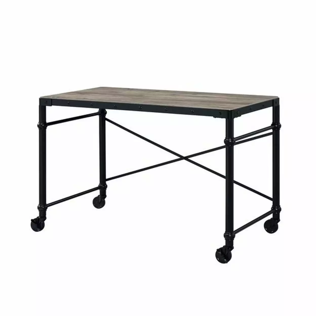 Writing Desk Casters and Nail Accents Black - Saltoro Sherpi Modern Desk