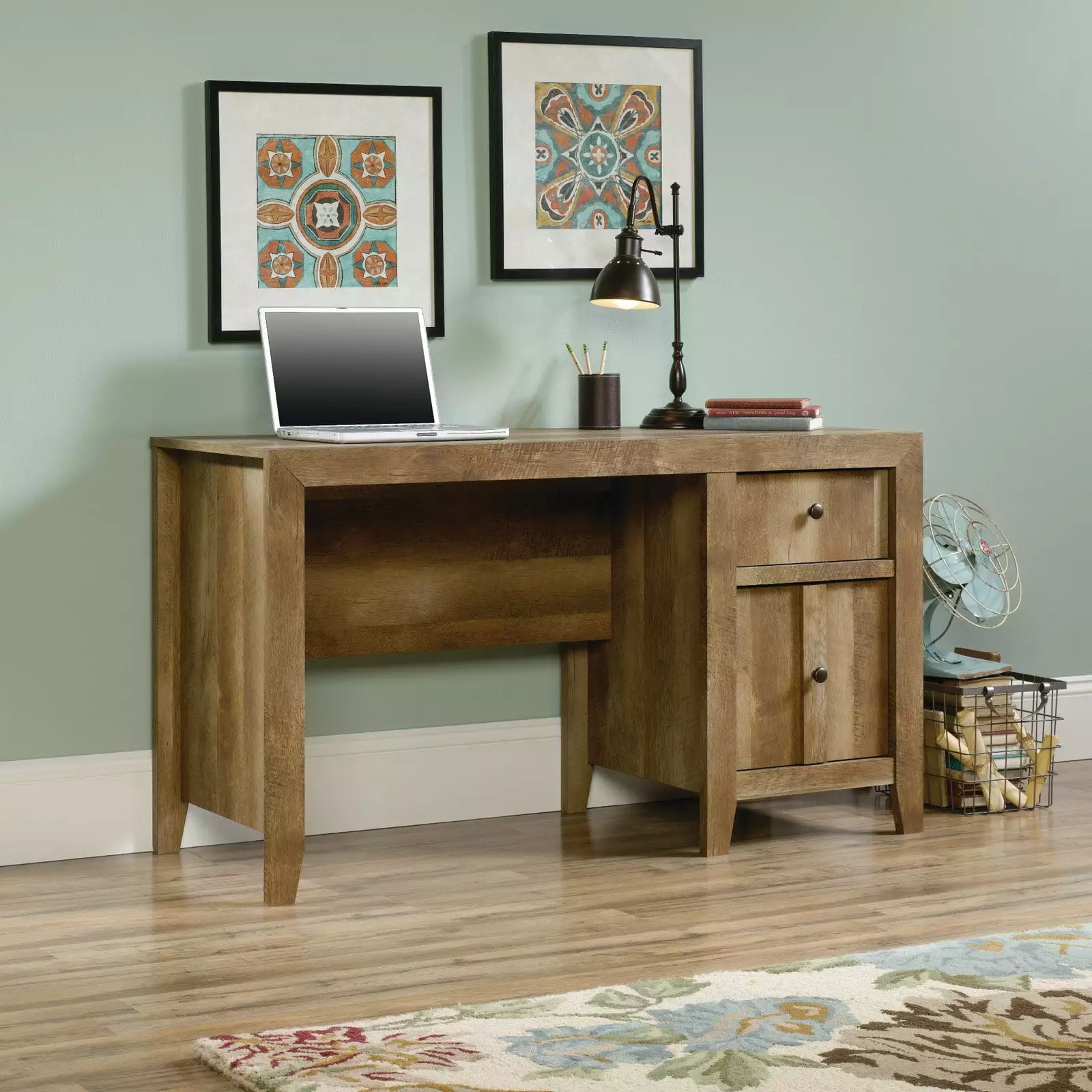 Sauder Dakota Pass Desk Craftsman Oak Finish Home Office Writing Desk