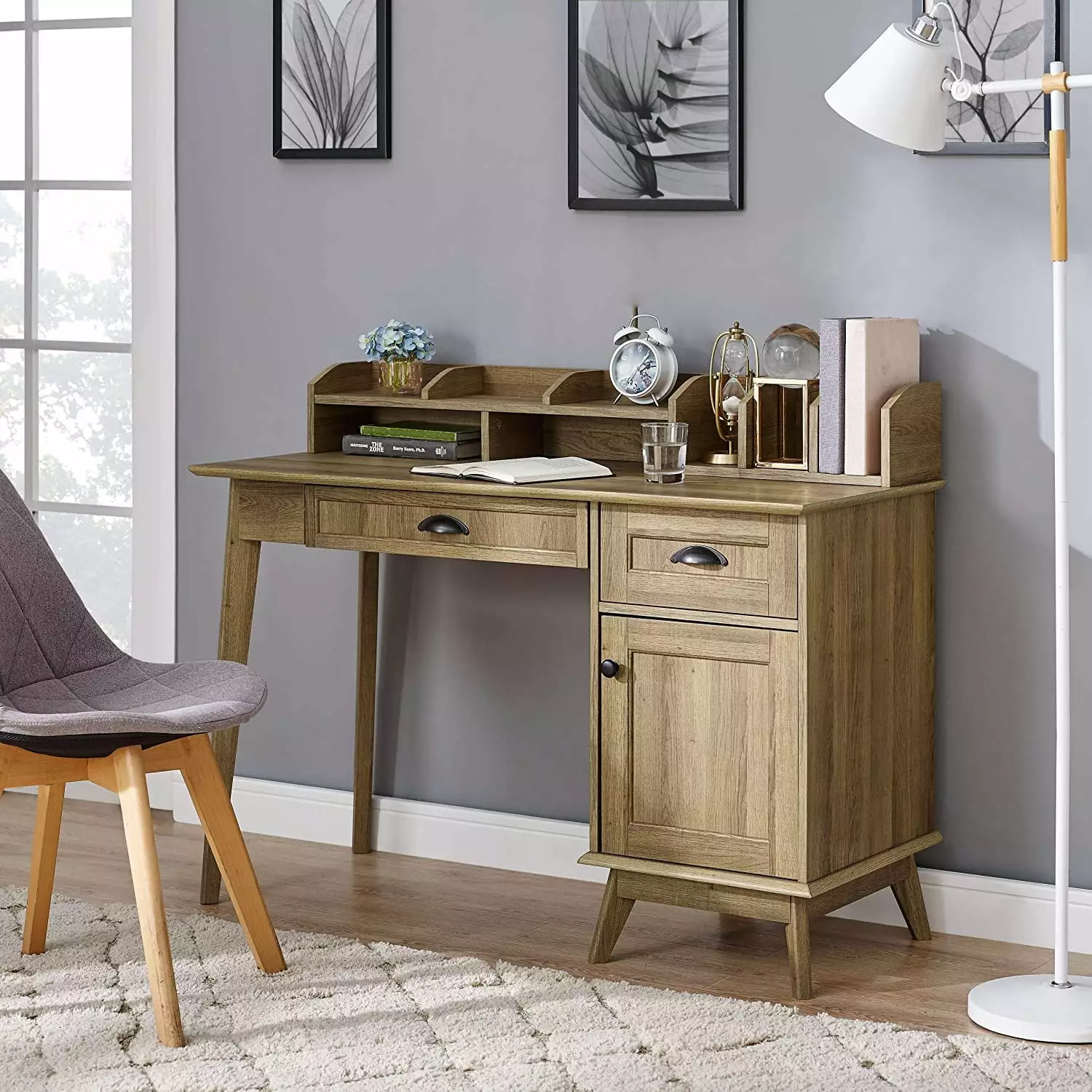 Newport Series Home Office Writing Computer Desk Hutch and Storage Drawers SHUIMINGXING