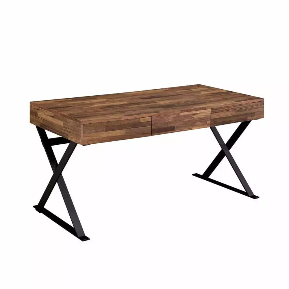 Wooden Desk 3 Drawers Black - Classic Home Office Desk SIMPLE RELAX