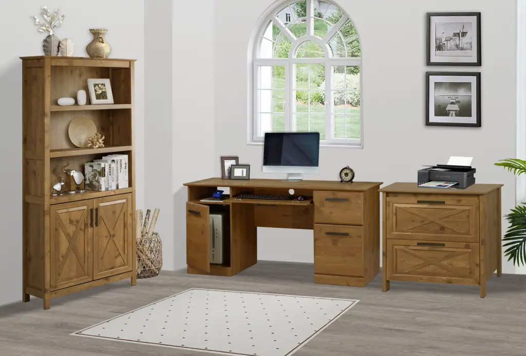 60 Inch Rustic Old Pine Executive Writing Desk Base and Top singularity