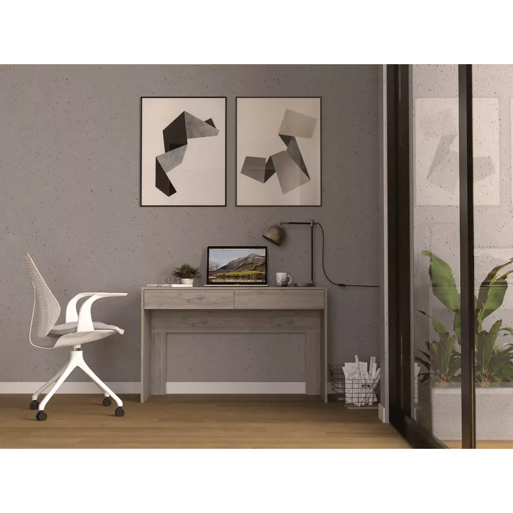 2 Drawer Light Gray Writing Computer Desk Compact Home Office Desk SMHZ