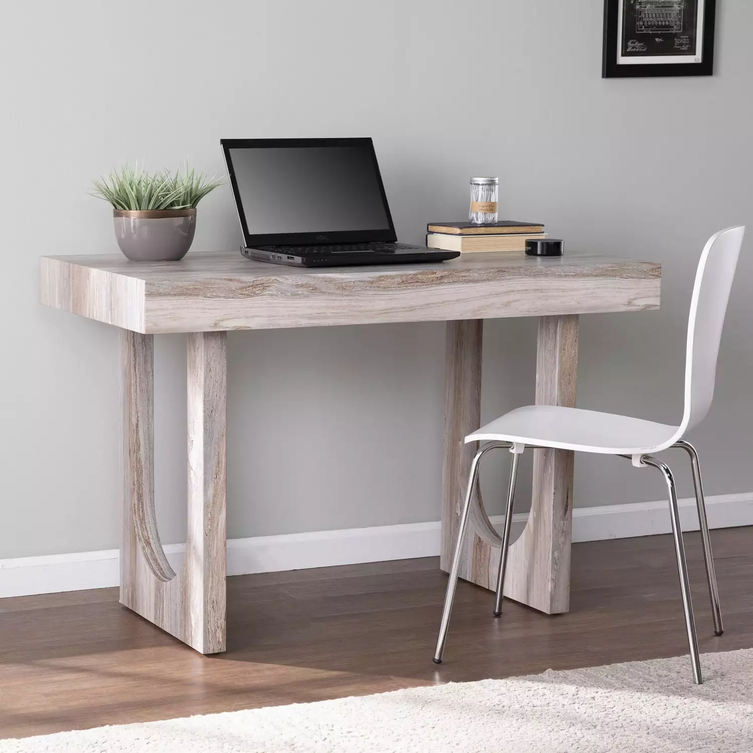 SEI Furniture Chadkirk Contemporary Faux Marble Writing Desk Brown Southern Enterprises