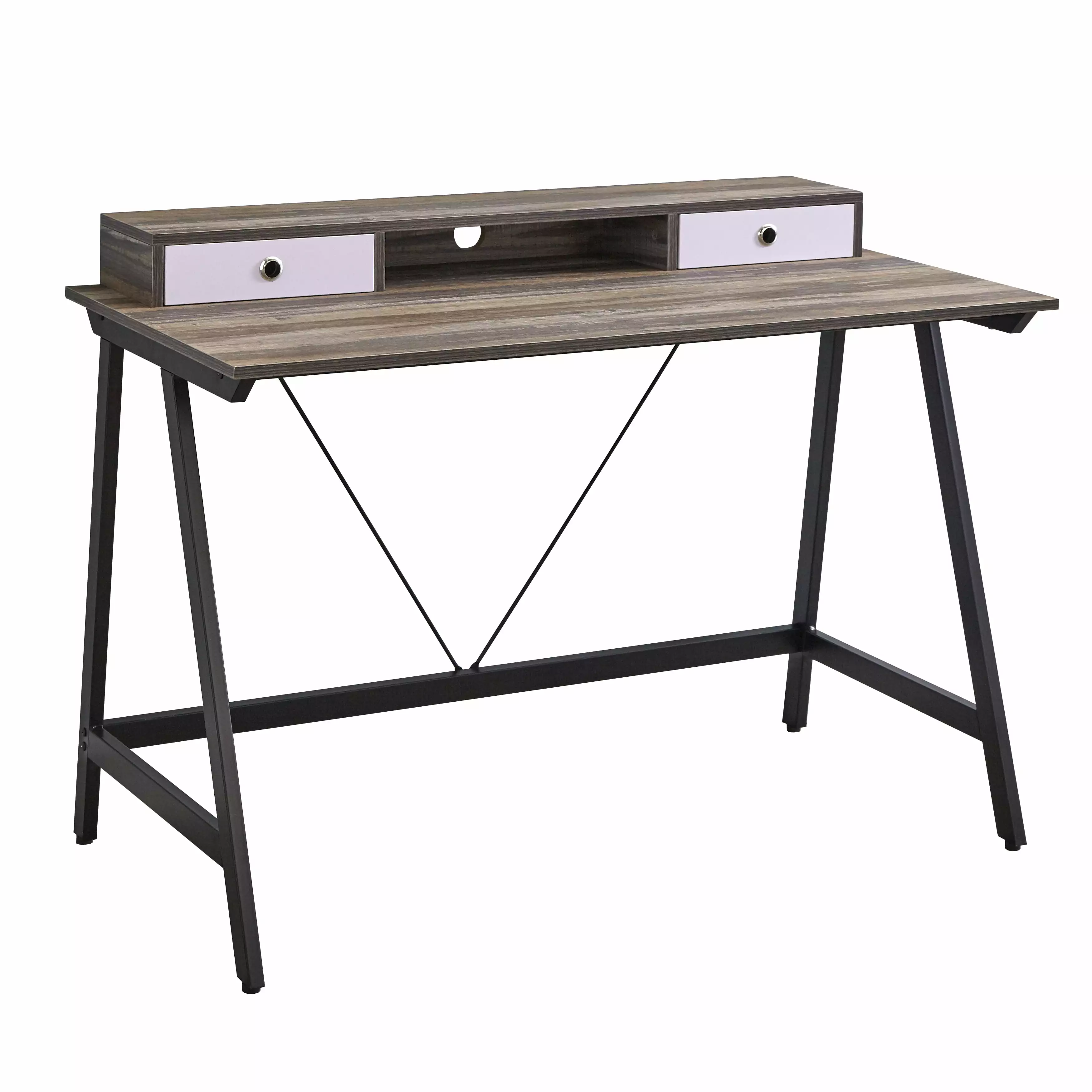 Tucker Mid-Century Writing Desk Drawers Driftwood Finish TMS