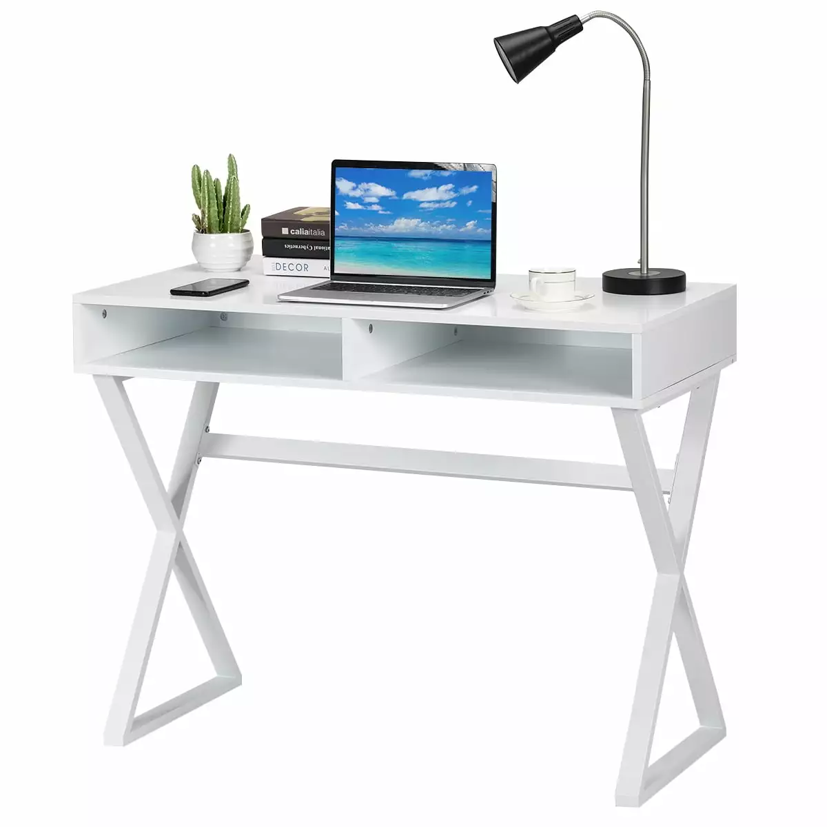 Topbuy Writing Desk Makeup Vanity Table Modern Computer Desk Storage