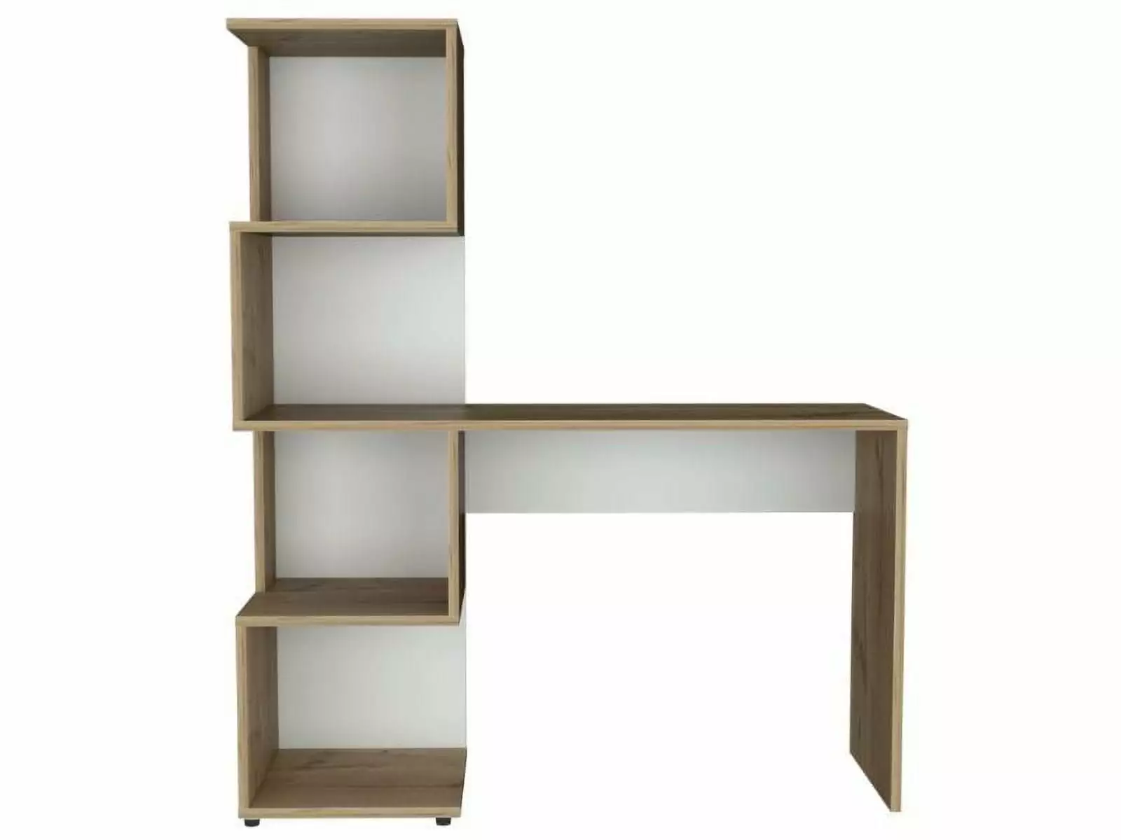 TUHOME Vik Writing Desk 4 Shelves - Light Oak and White Modern Desk TUHOME Furniture