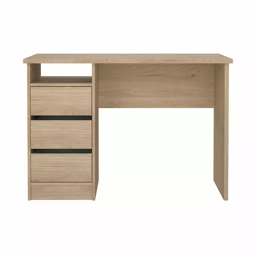 Tvilum Wes Writing Desk 3 Storage Drawers and Open Shelf Jackson Hickory