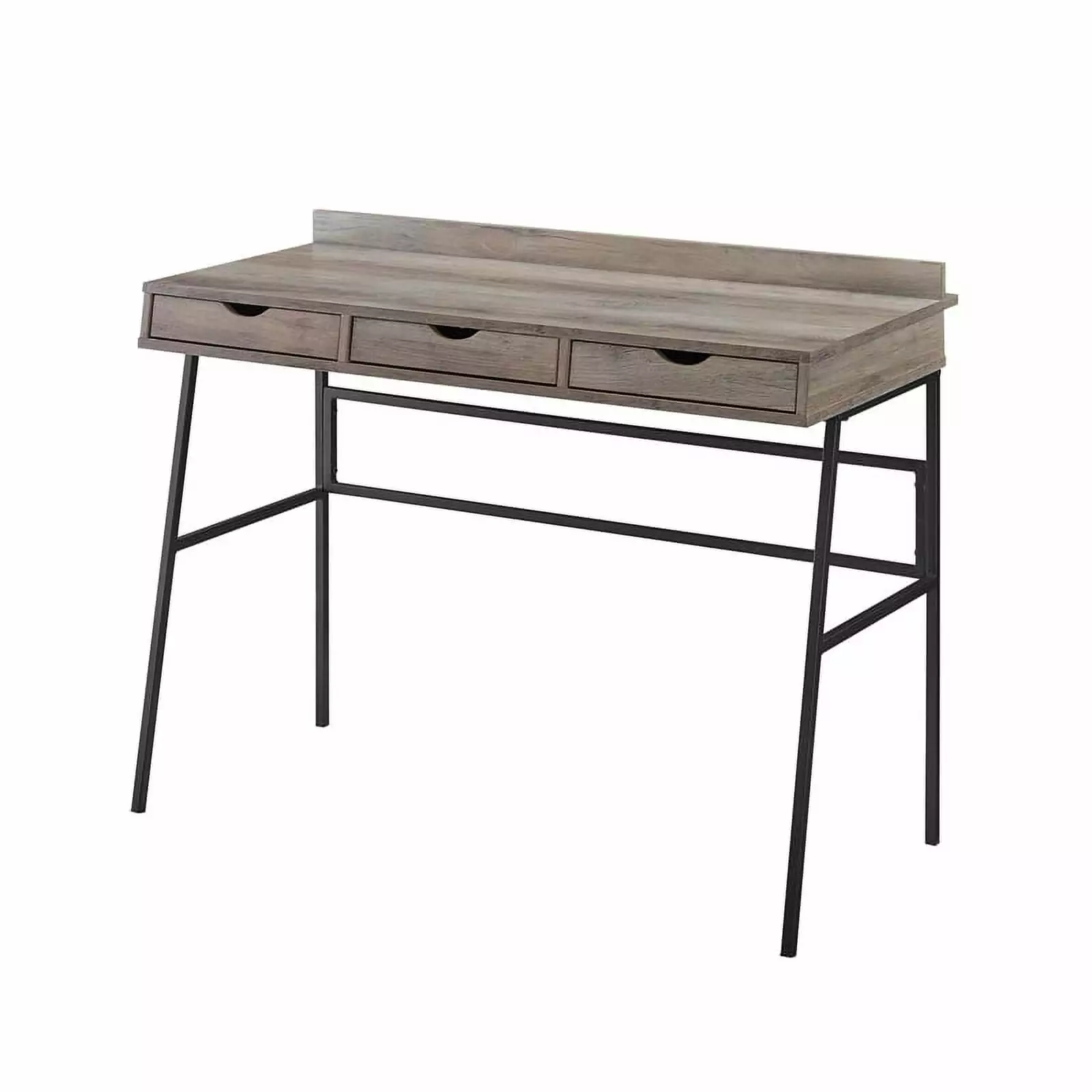 Urbanpro 42 Inch Engineered Wood 3-Drawer Angled Front Desk Gray Wash