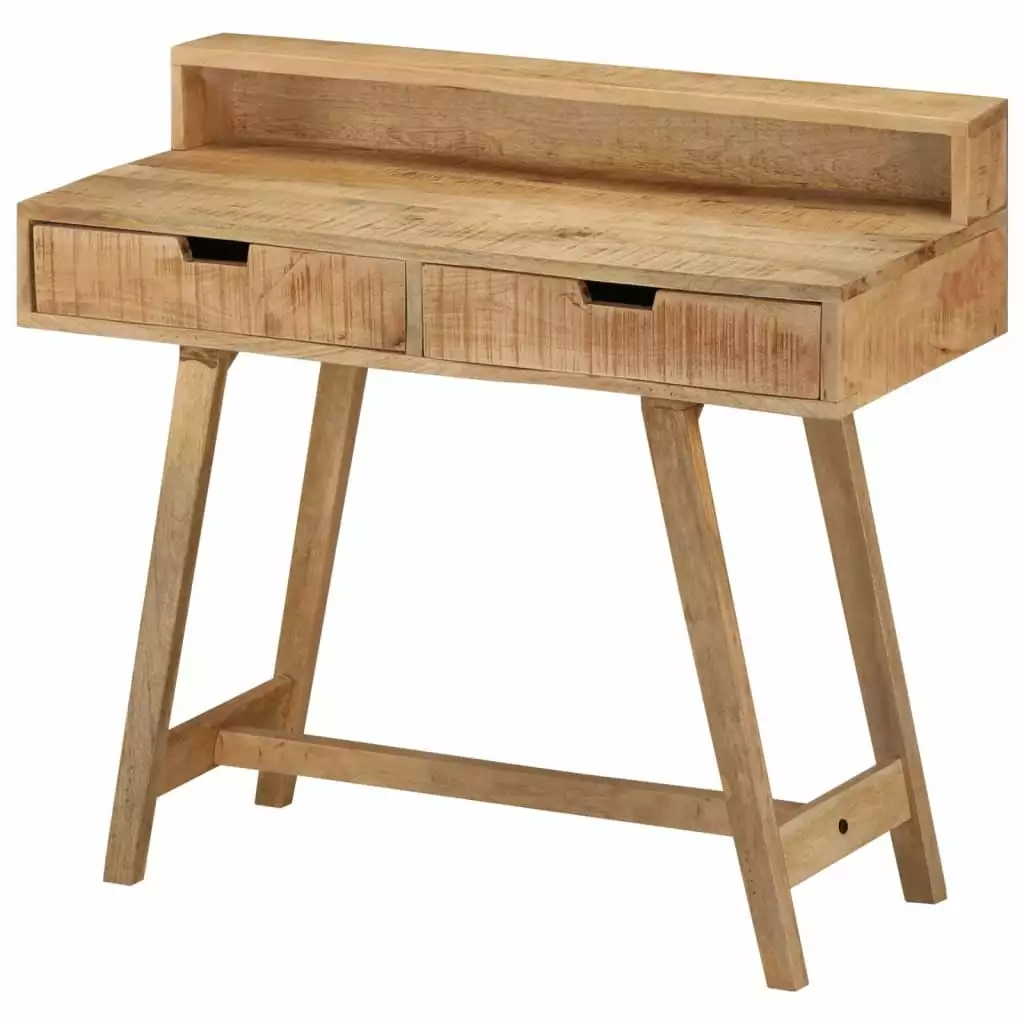 vidaXL Desk 39.4x17.7x35.4 Solid Rough Mango Wood Rustic Writing Table