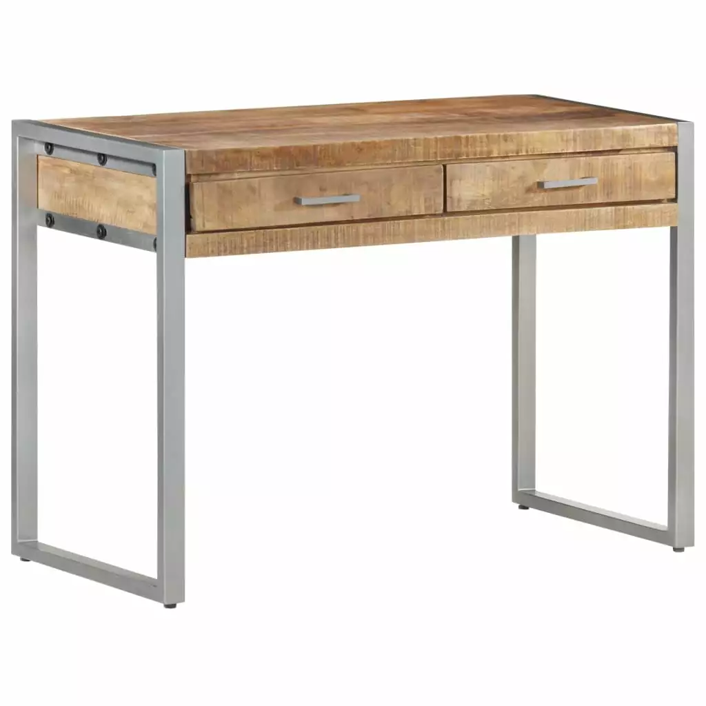 vidaXL Desk 42.5x19.7x29.5 Rough Mango Wood Rustic Home Office Desk