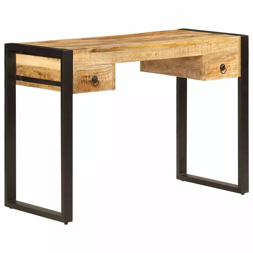 vidaXL Desk 2 Drawers 43.3x19.7x30.3 Solid Mango Wood Office Desk