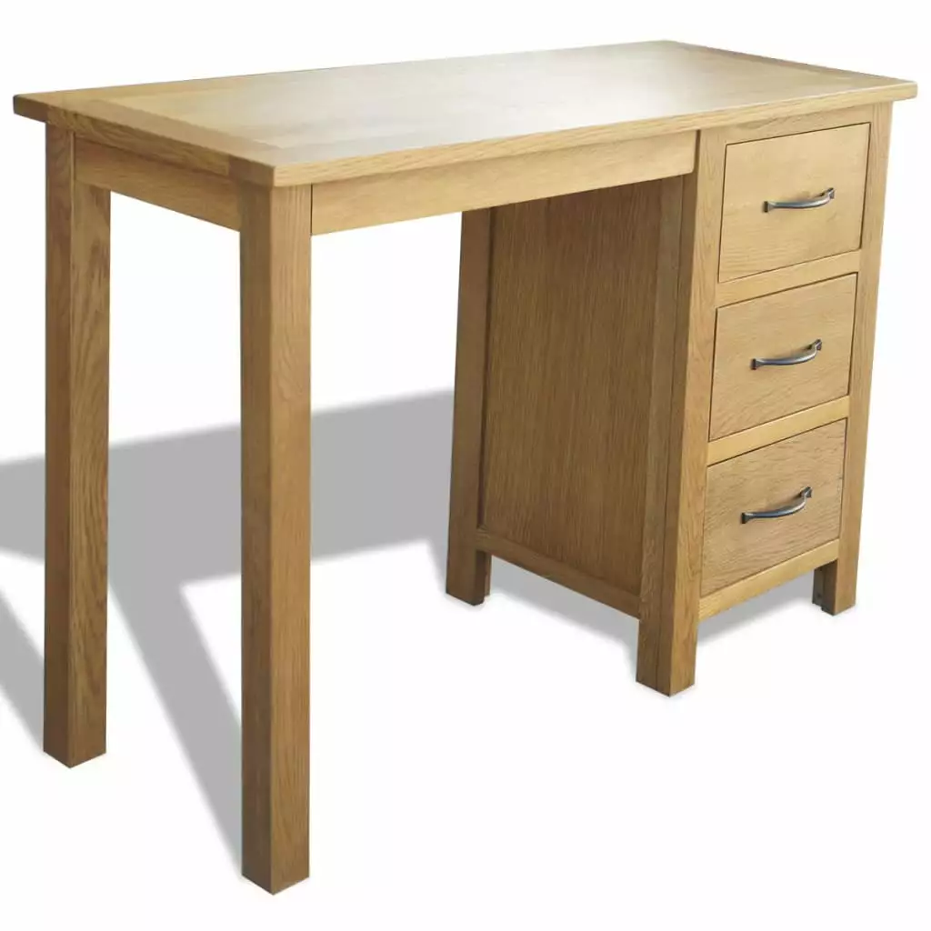 vidaXL Desk 3 Drawers Solid Oak Wood 41.7x15.7x29.5