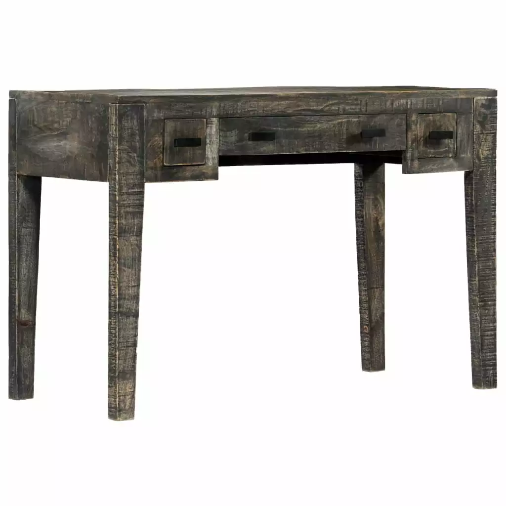 vidaXL Solid Mango Wood Desk Black 43.3x19.7x29.5 Home Office