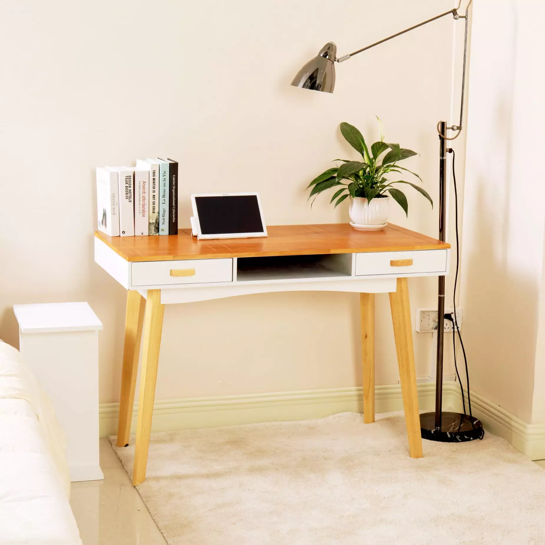 42.5 Inch Wooden Computer Table 2 Drawers Study Writing Desk Office Home voqoomkl