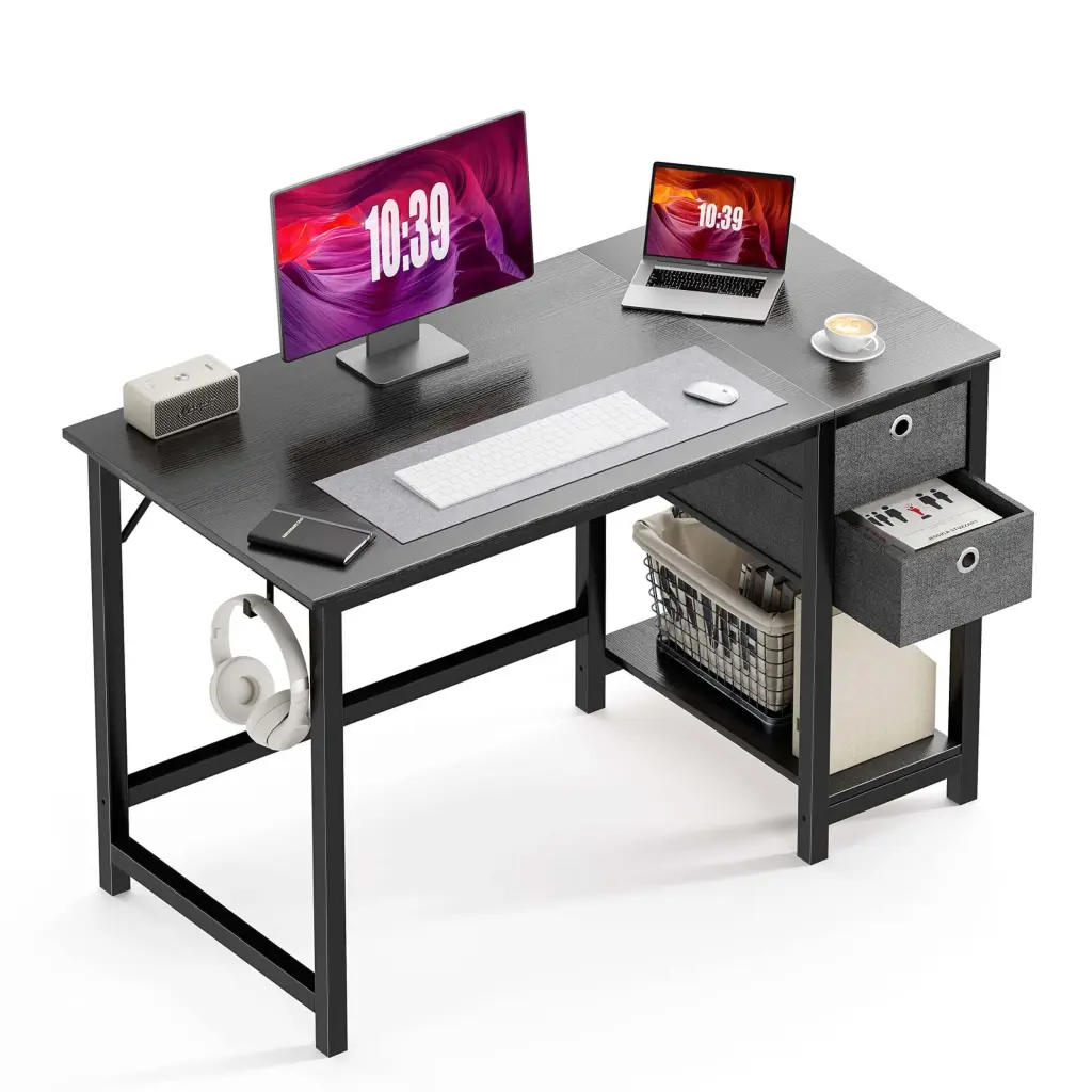 Modern Effortless Style Home Office Writing Desk 2 Tier Drawers Storage w2201
