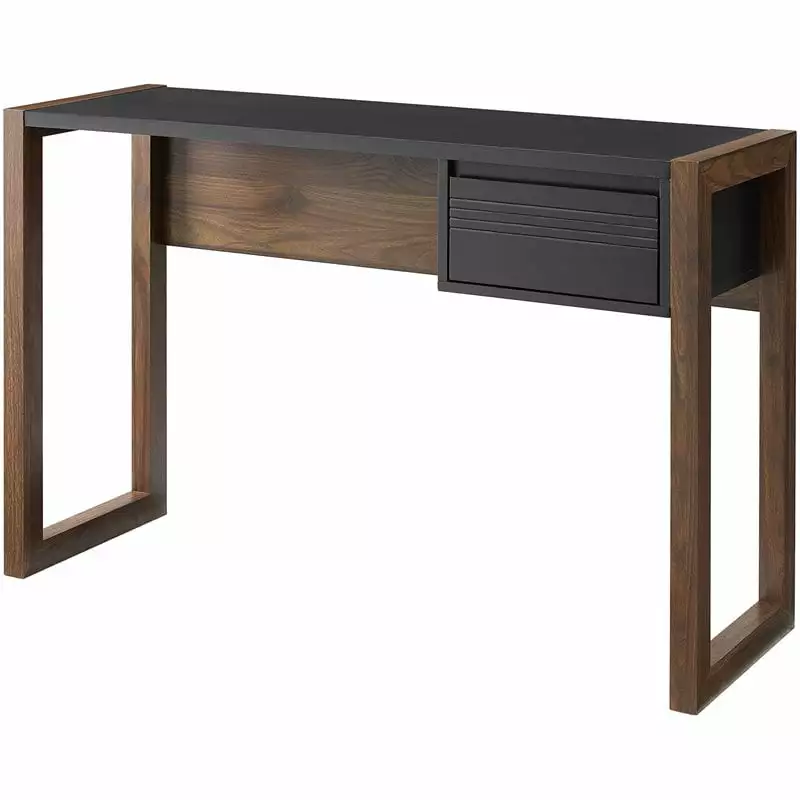 Walker Edison Ashton 1-Drawer Engineered Wood Writing Desk Dark Walnut Black