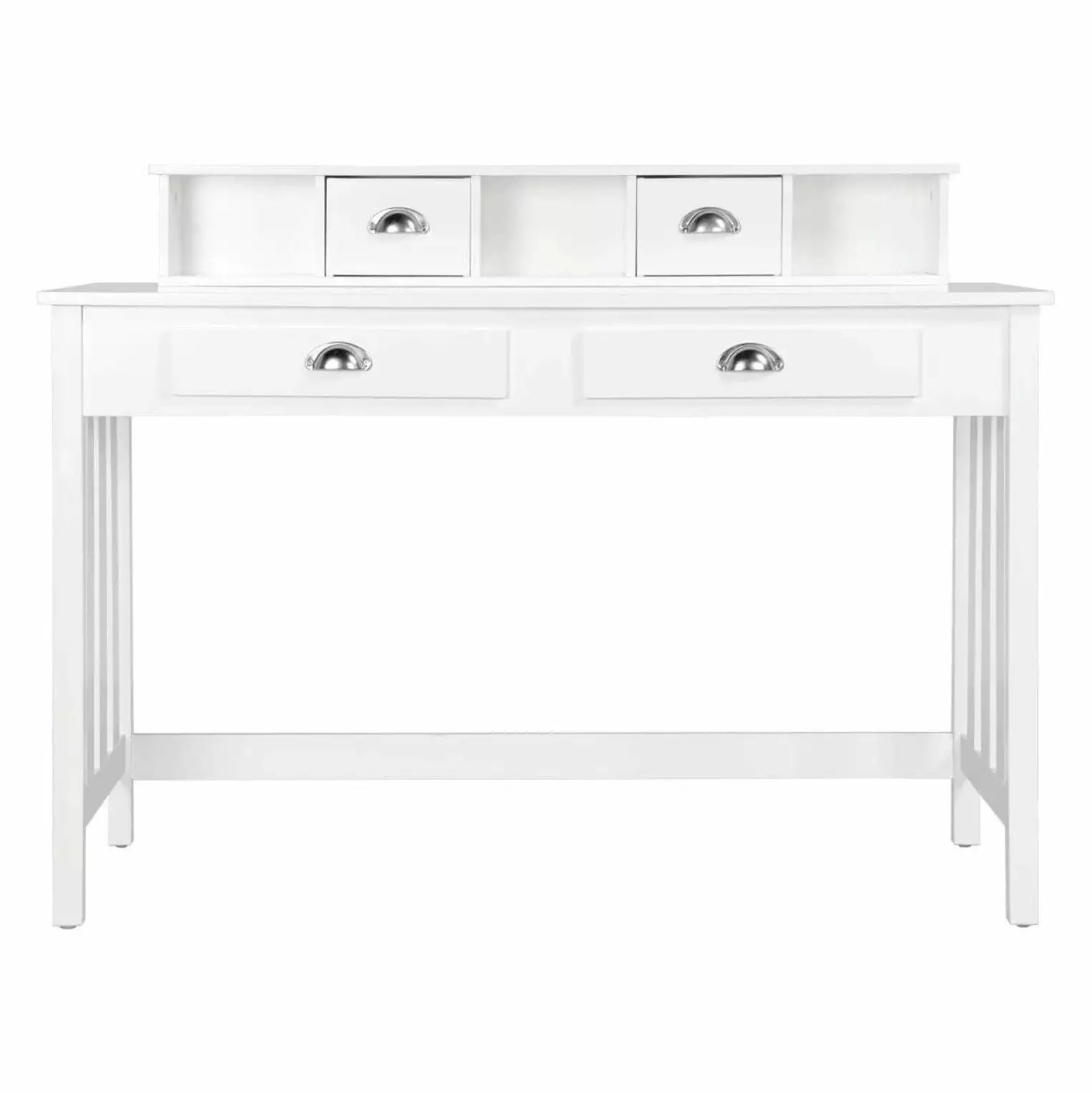 WANCQ Wood Writing Study Desk Home Office Computer Table 4 Storage Drawers Solid Pine Wood Legs White