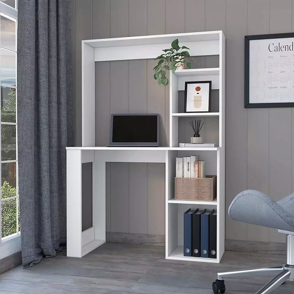 We Have Furniture Ryndon Desk Hutch White Finish - Home Office Writing Desk