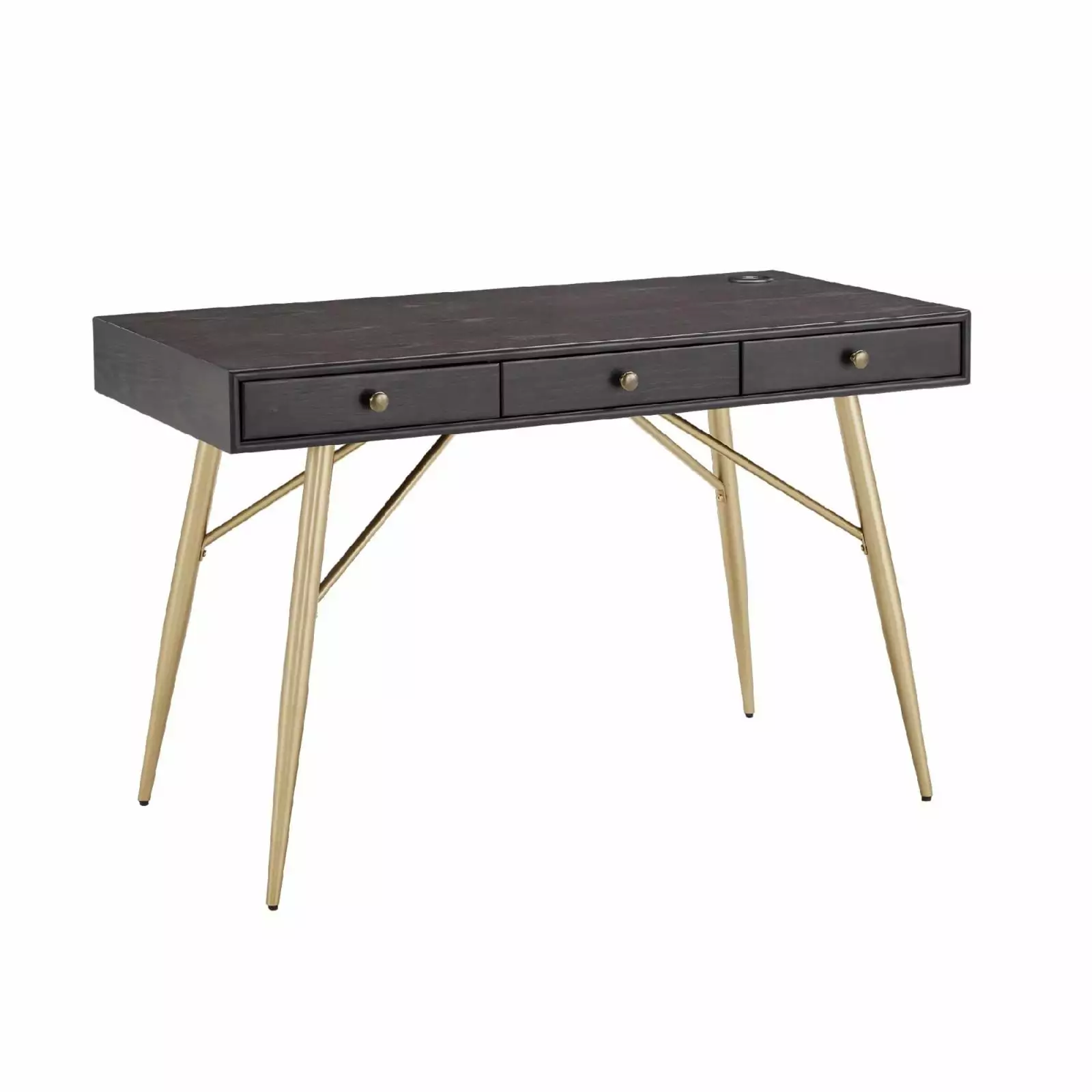 Weston Home Breanna 3-Drawer Writing Desk Charging Station Modern Office Desk