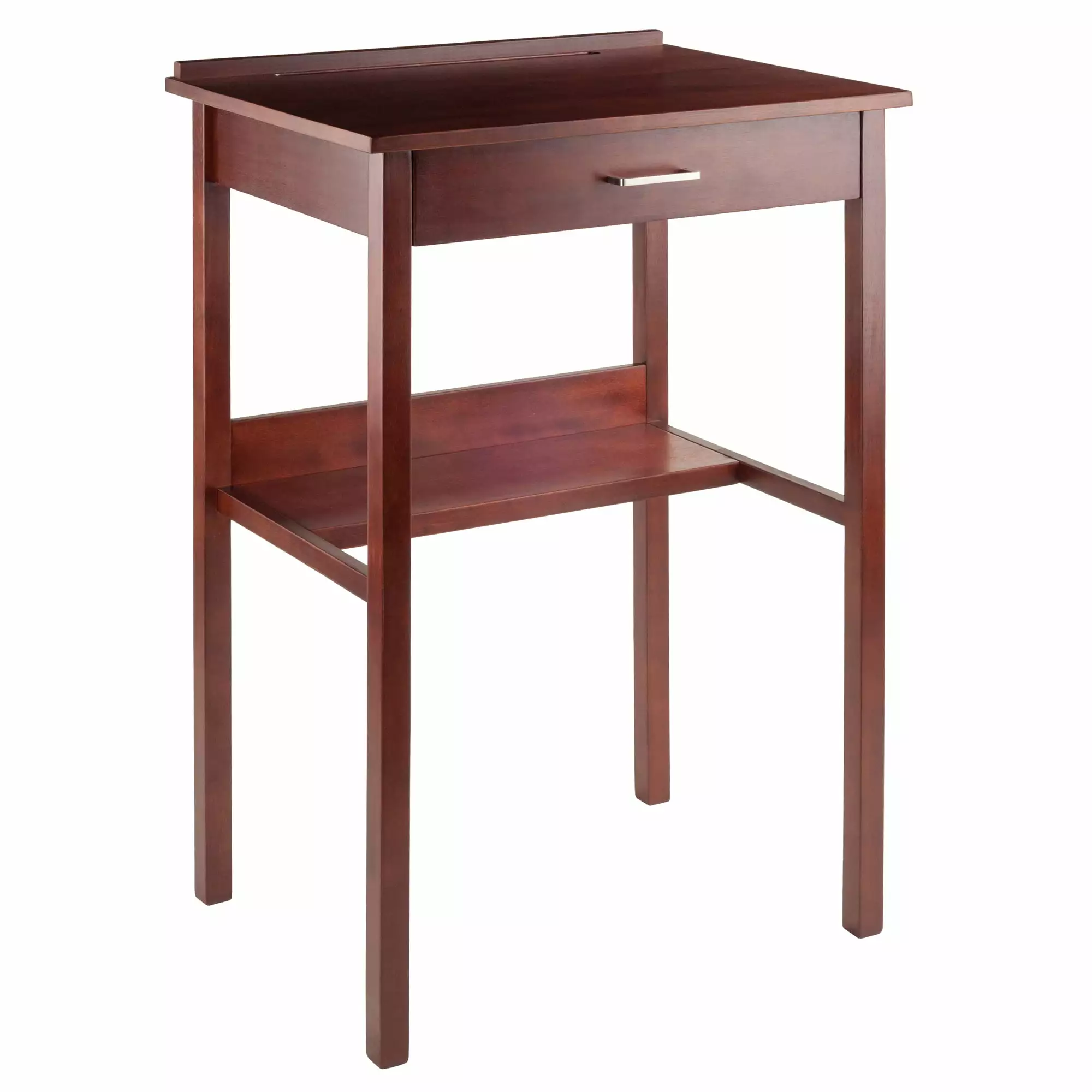 Winsome Wood Ronald High Desk Drawer - Walnut Finish Tall Writing Table Home Office