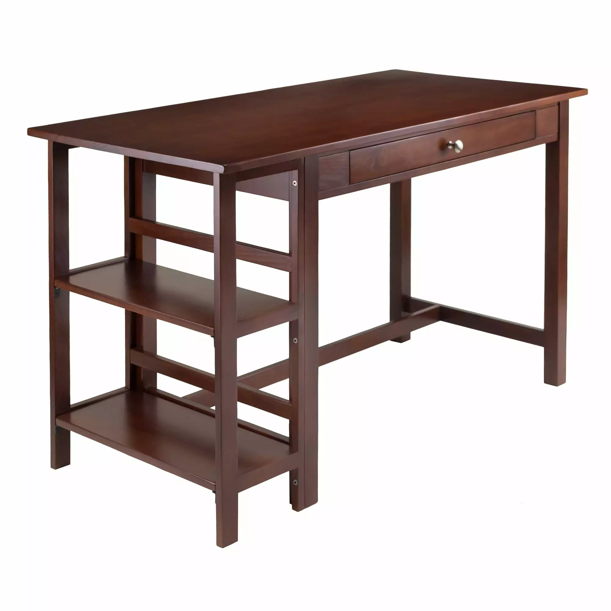 Winsome Wood Velda Walnut Writing Desk Shelves - Compact Home Office