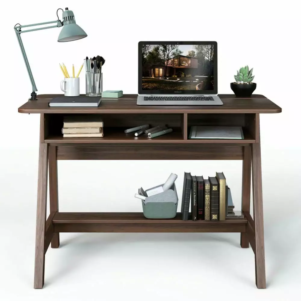 YYAo Mid Century Writing Desk Storage Cubes Hidden Compartment Home Computer Desk