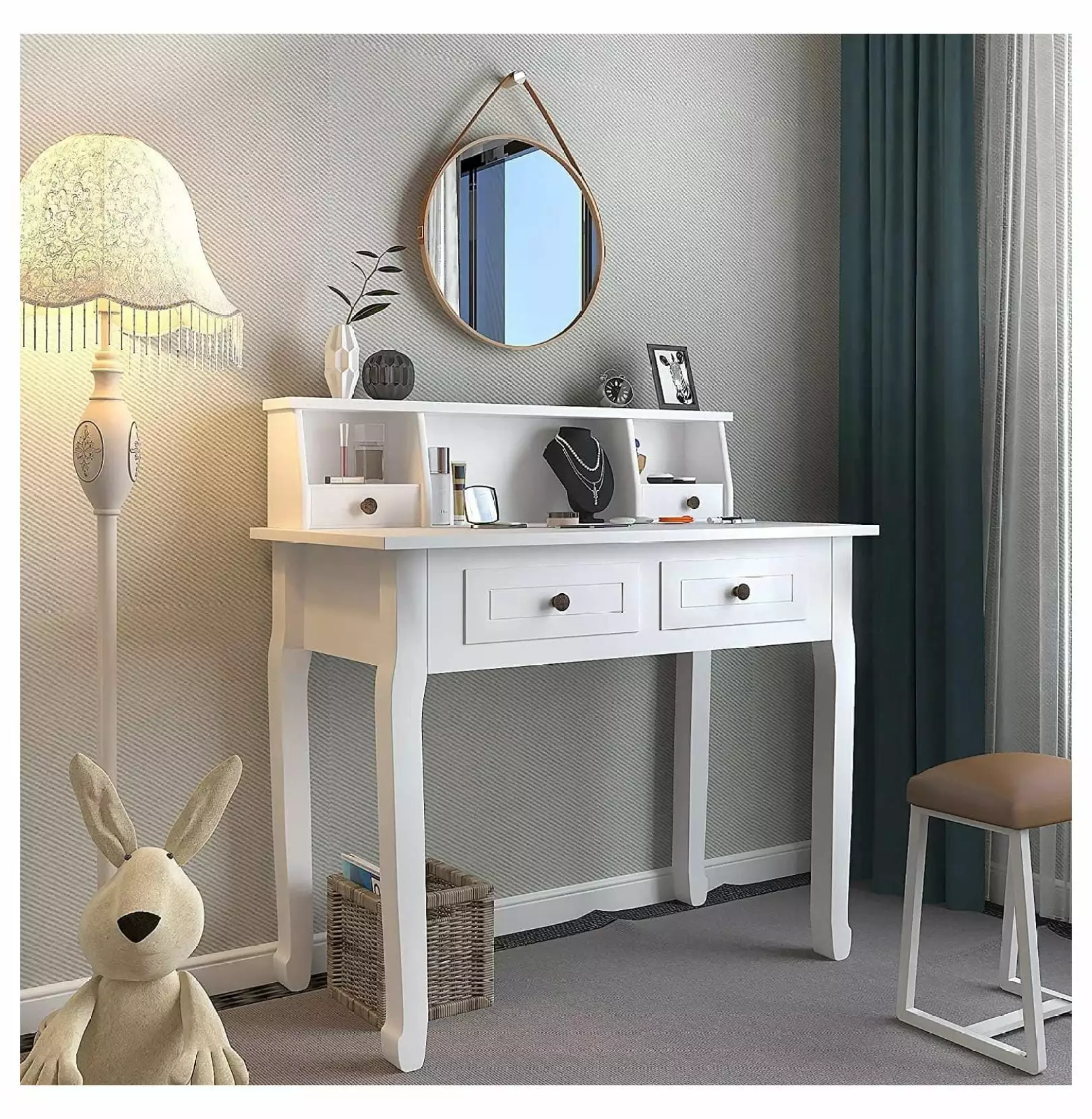 ZeloraGildan 32 Inch Writing Desk Hutch Study Table Computer Desk Home Office