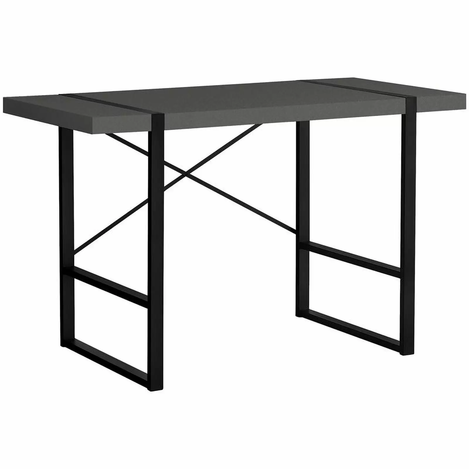 Pemberly Row Thick Wood Top X Base Computer Desk Gray and Black Home Office
